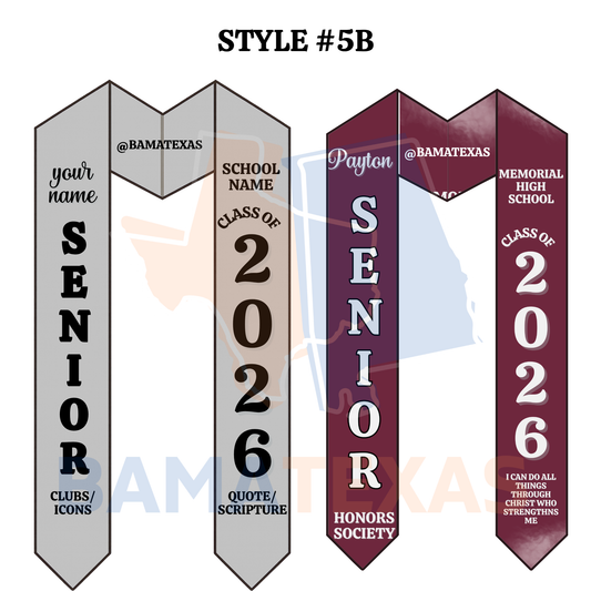 Custom Graduation Stoles - Style #5B