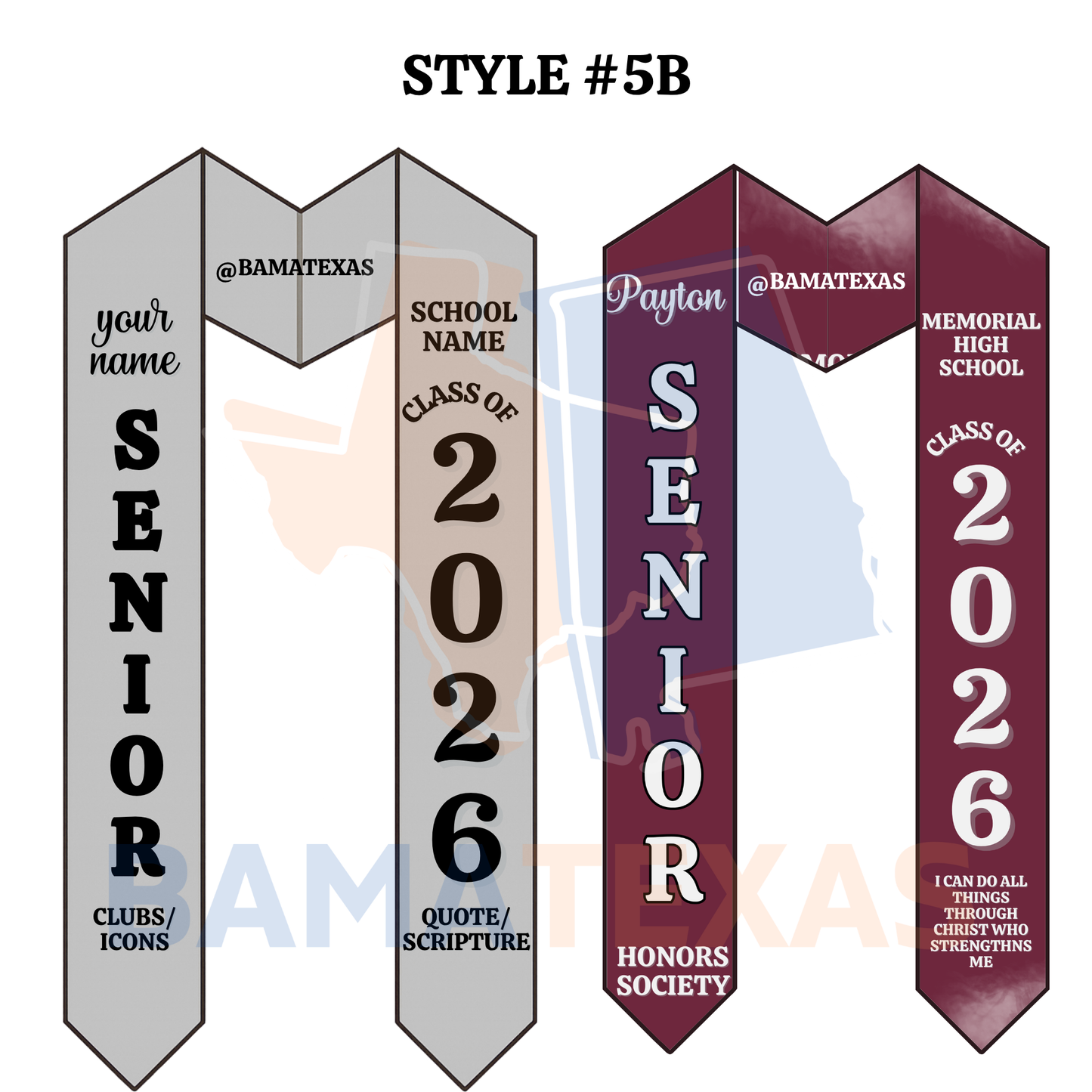 Custom Graduation Stoles - Style #5B