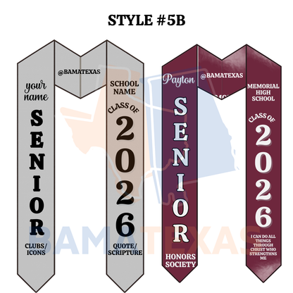 Custom Graduation Stoles - Style #5B