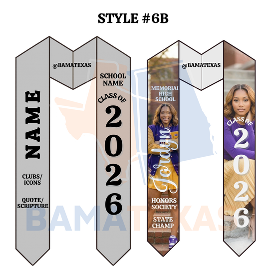 Custom High School Graduation Stoles - Style #6B