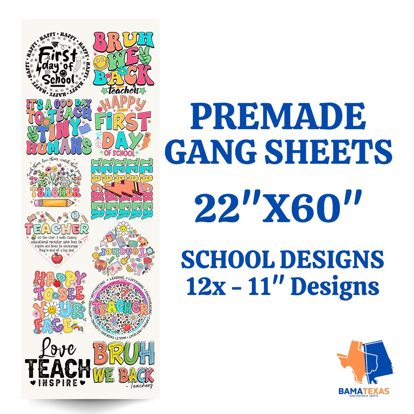 Premade Gang Sheets - School Designs I