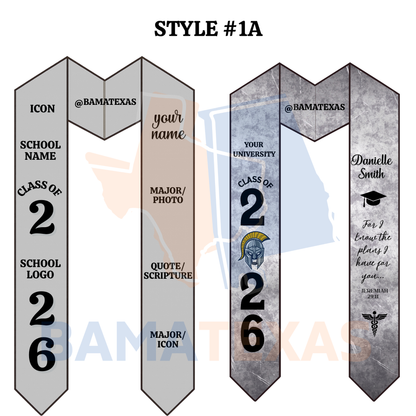 Custom Graduation Stoles - Style #1A