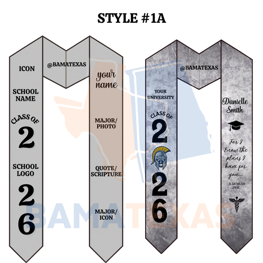 Custom Graduation Stoles - Style #1A