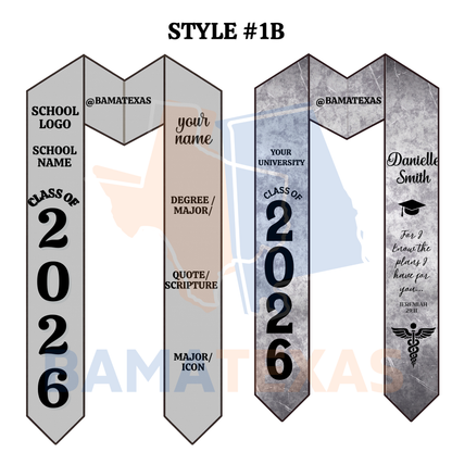 Custom Graduation Stoles - Style #1B