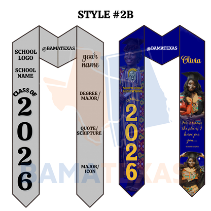 Custom High School Graduation Stoles - Style #2B