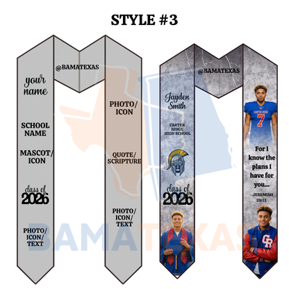 Custom High School Graduation Stoles - Style #3