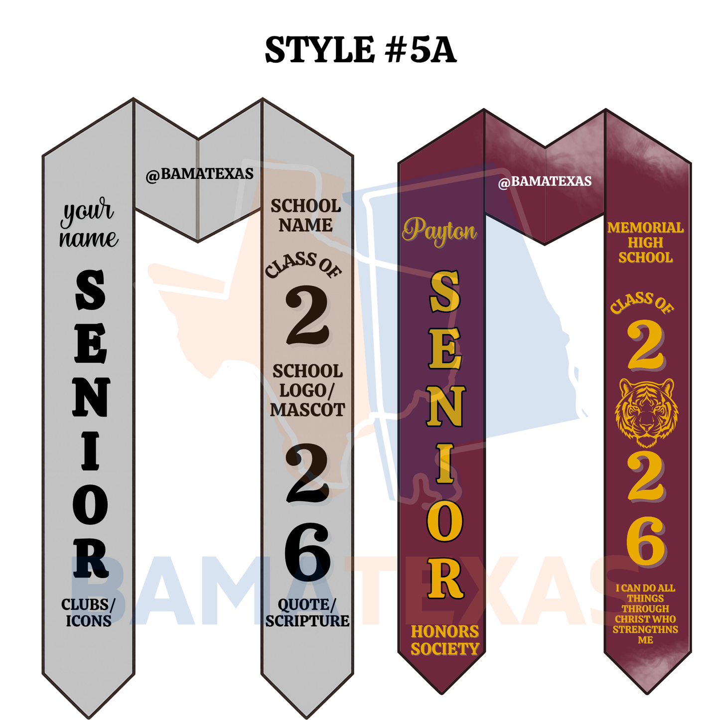 Custom Graduation Stoles - Style #5A