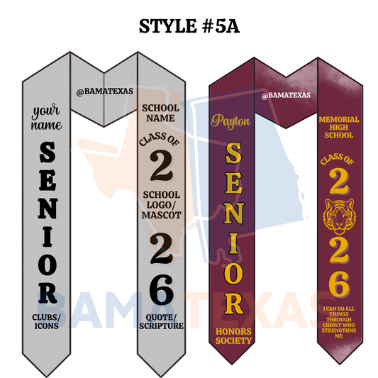 Custom Graduation Stoles - Style #5A