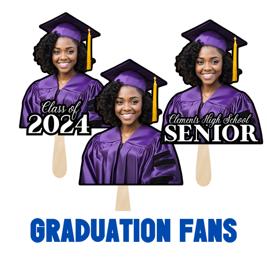 Graduation Fans w/ Silhouette Outline