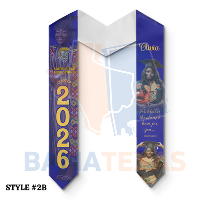 Custom High School Graduation Stoles - Style #2B