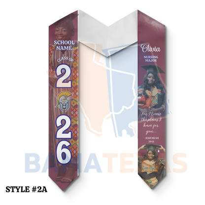 Custom High School Graduation Stoles - Style #2A