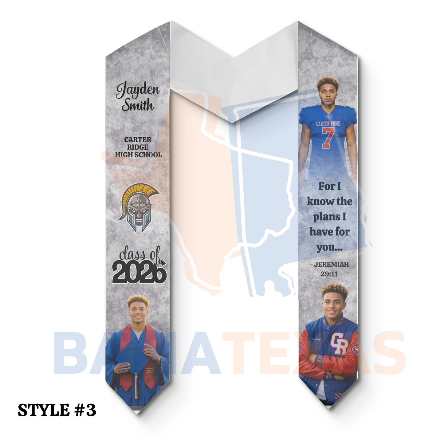 Custom High School Graduation Stoles - Style #3