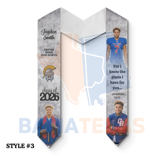 Custom High School Graduation Stoles - Style #3