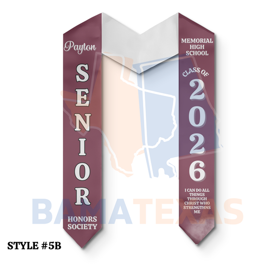 Custom Graduation Stoles - Style #5B