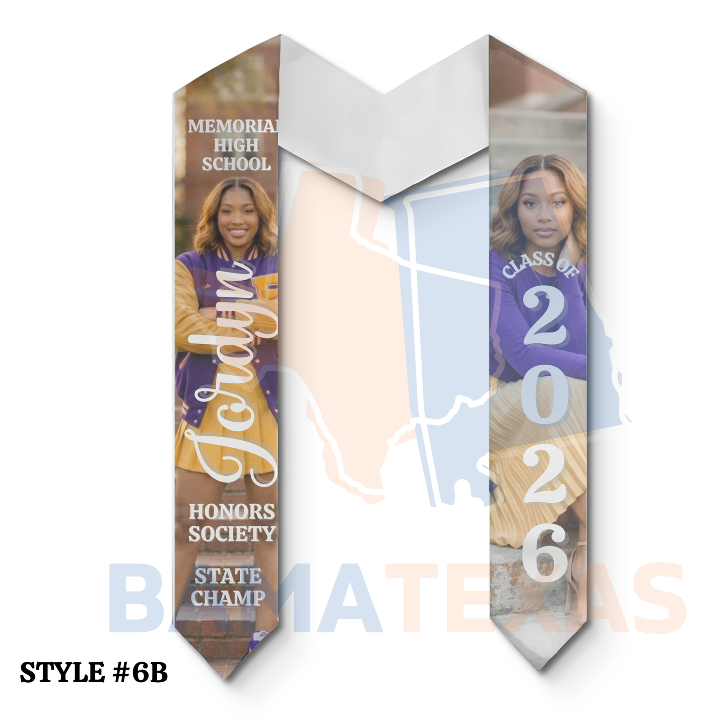 Custom High School Graduation Stoles - Style #6B