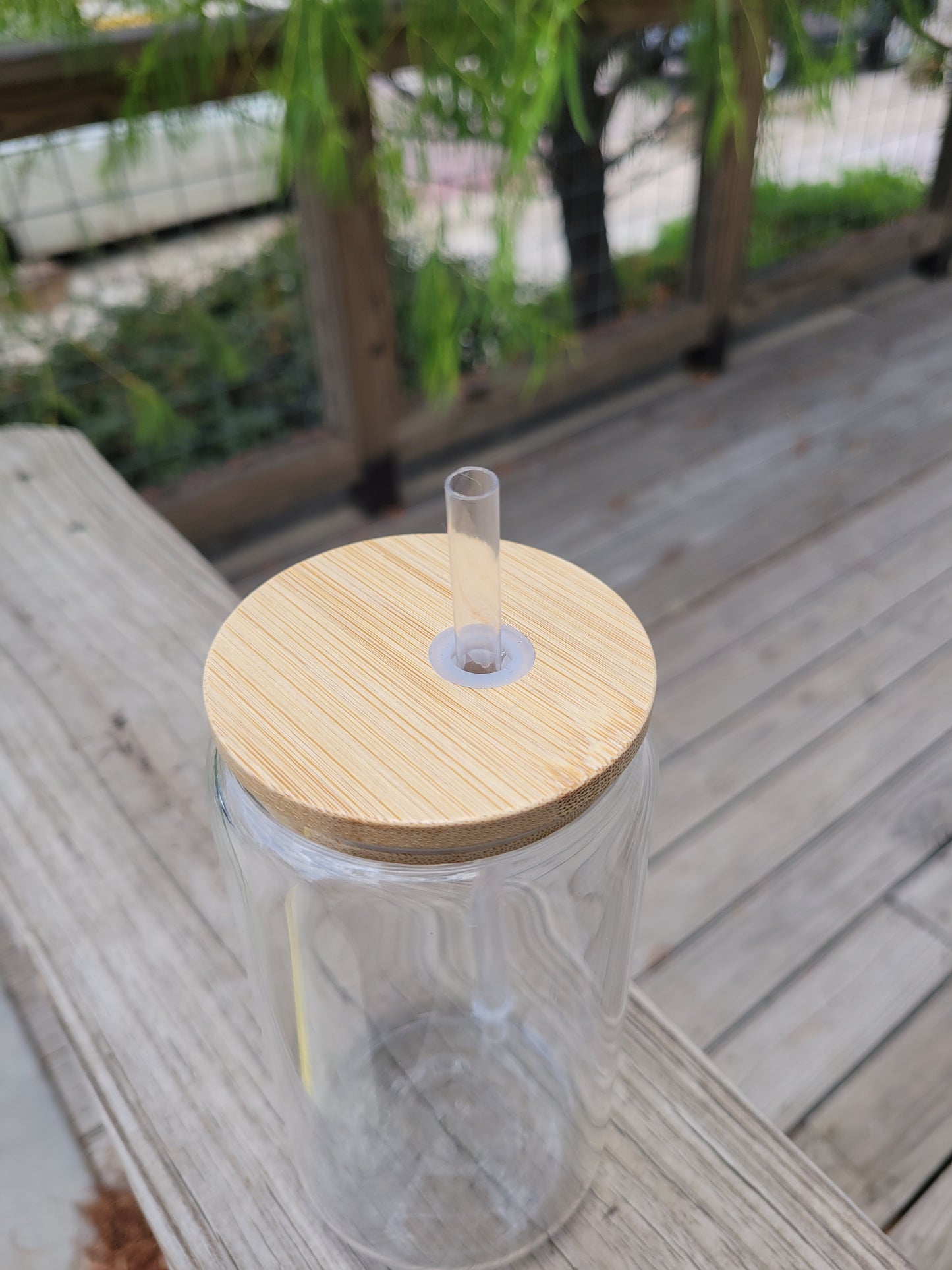 16oz Clear Glass Jar w/ Bamboo Lid