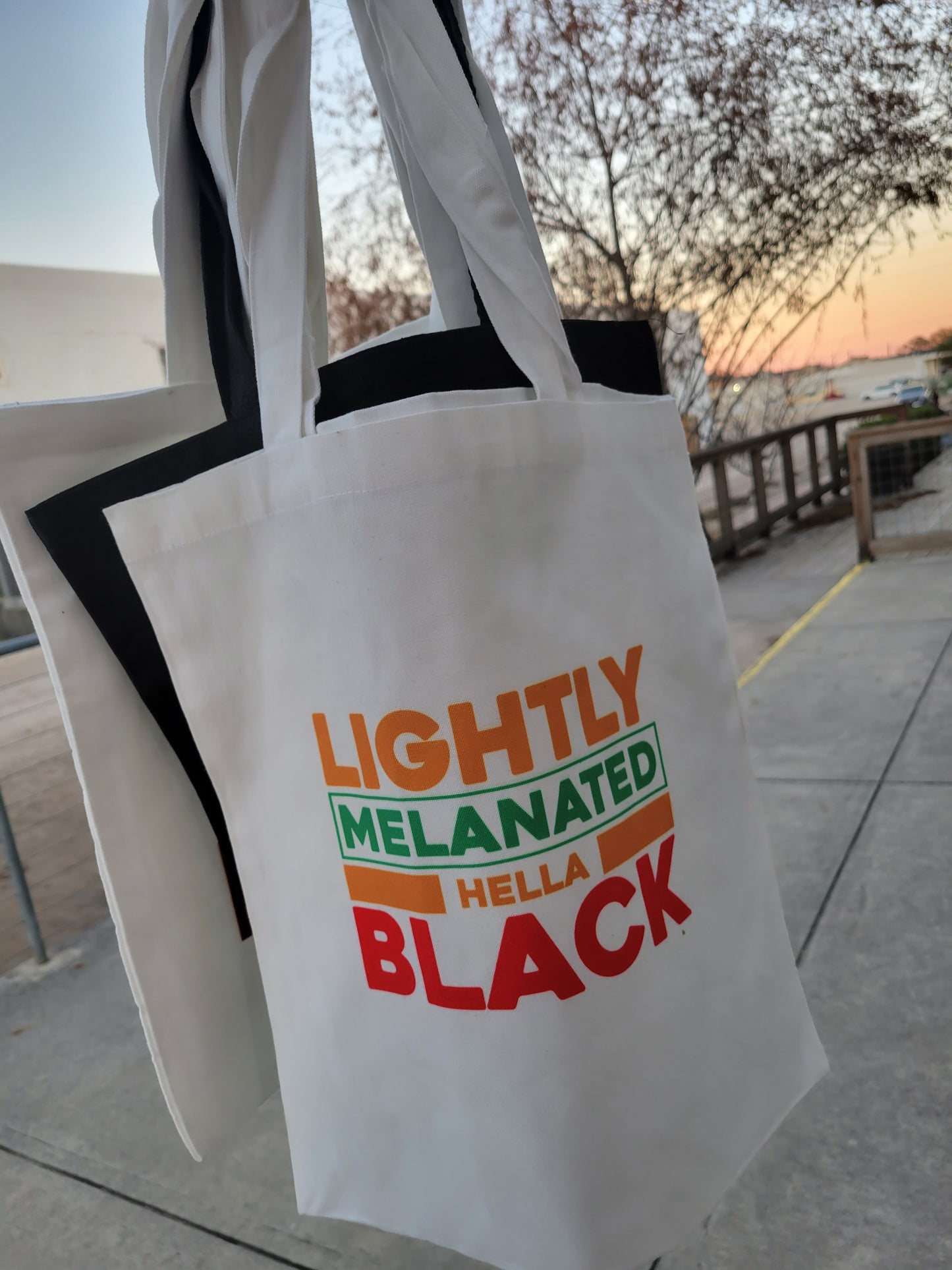 Lightly Melanated Hella Black Tote Bag -