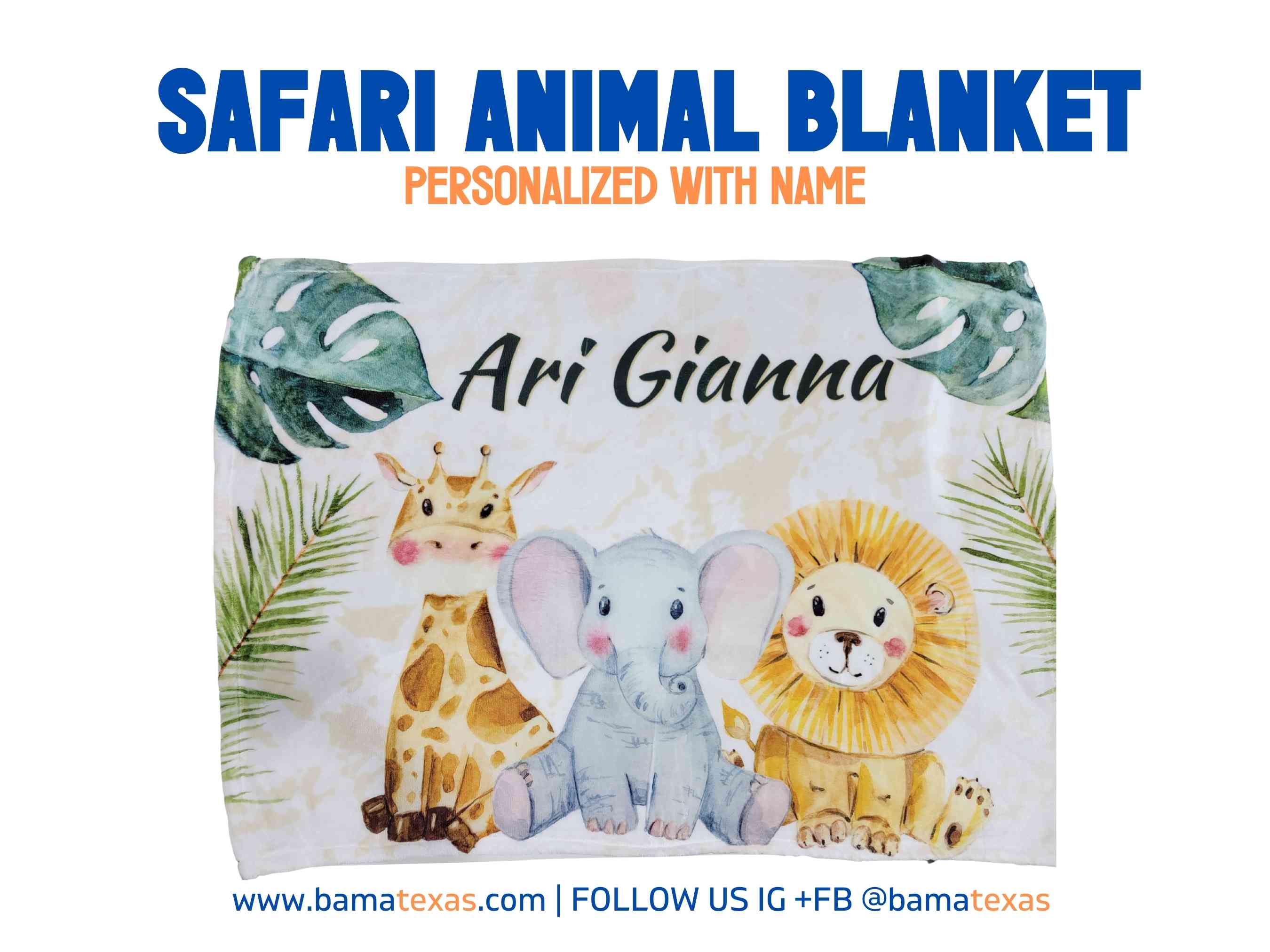 Safari animal baby online blanket